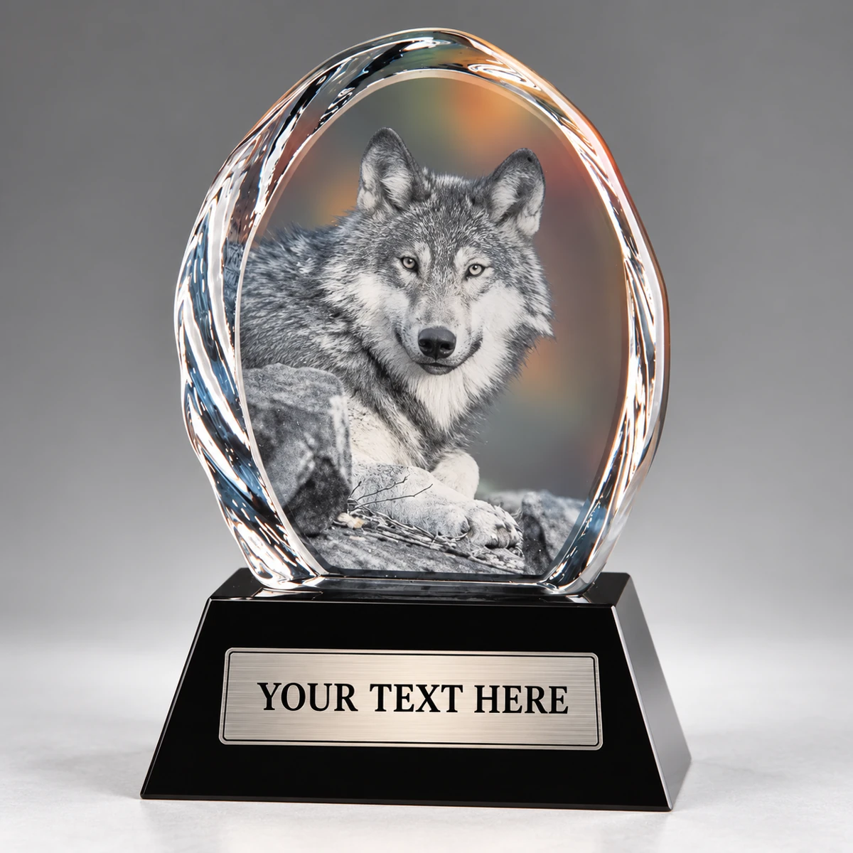 Crystal Wolf Portrait Trophy